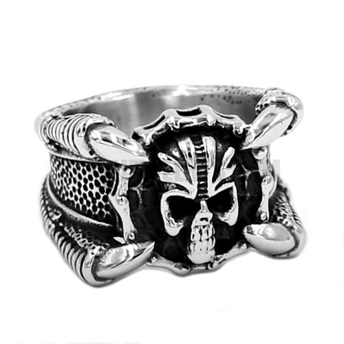 Gothic Skull Bicycle Chain Biker Ring 316L Stainless Steel Jewelry Claws Spiderweb Skull Motor Biker Men Ring Wholesale SWR0745 - Click Image to Close